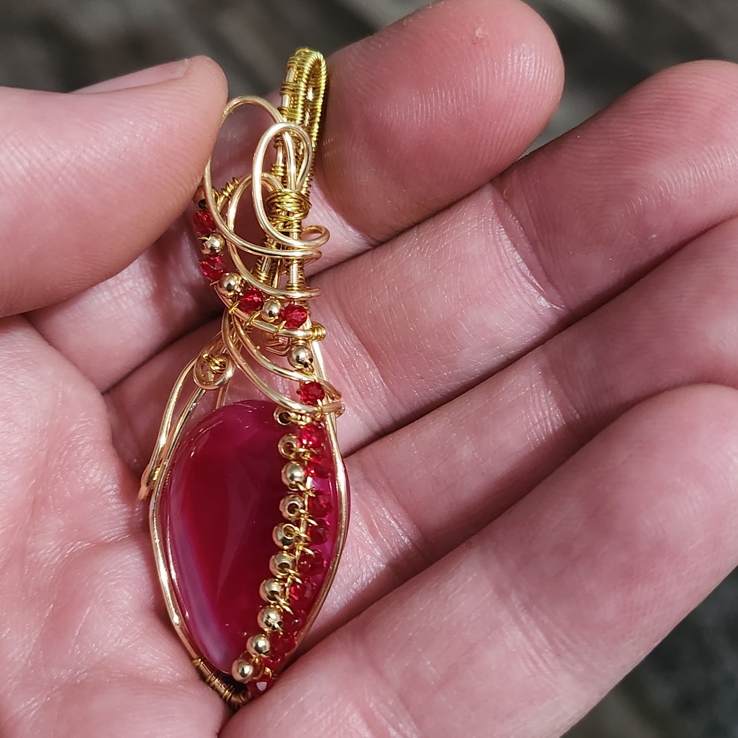 Fuchsia Agate 18k gold plated Pendant