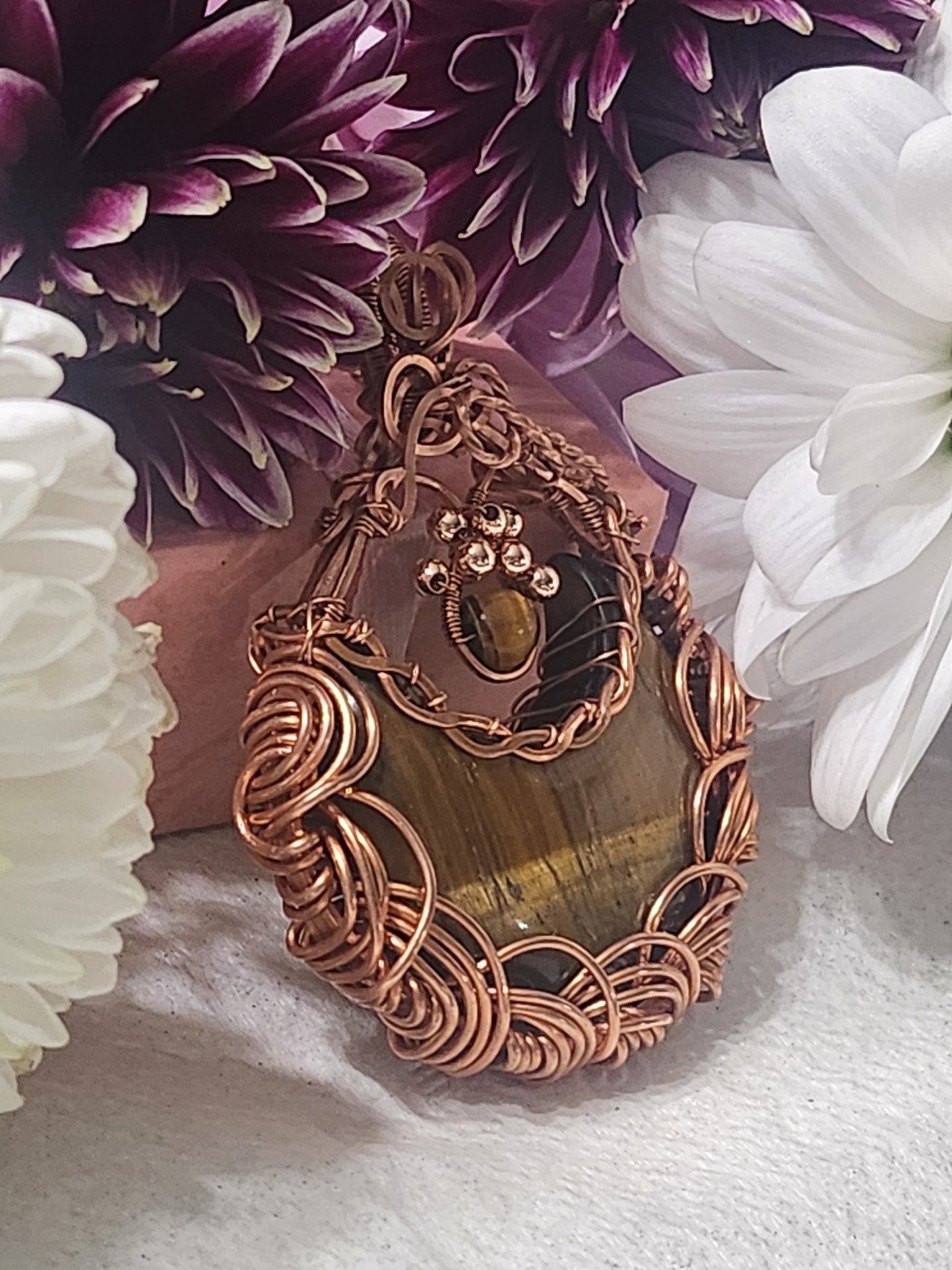 Large Tigers Eye Moon Pendant