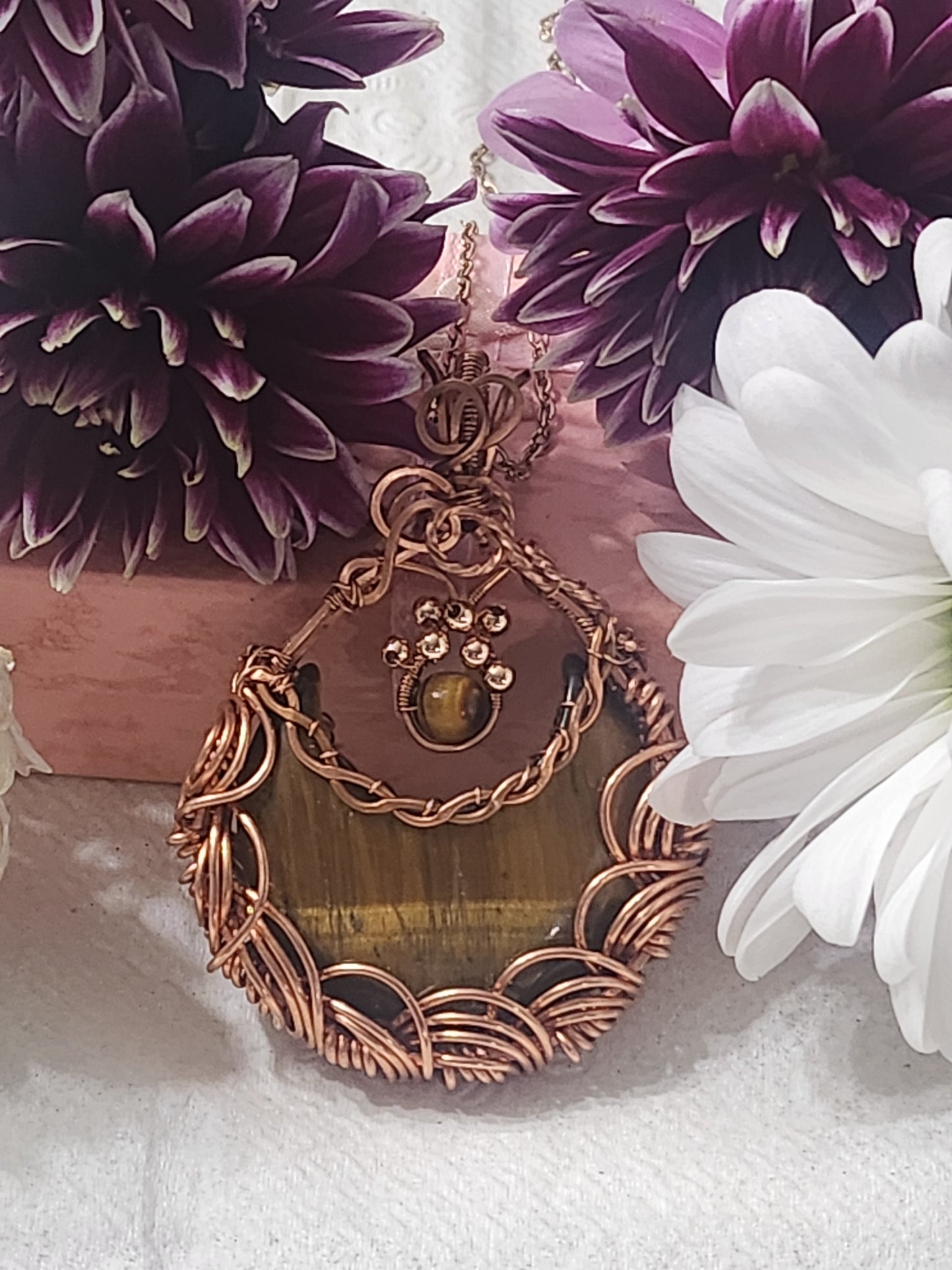 Large Tigers Eye Moon Pendant
