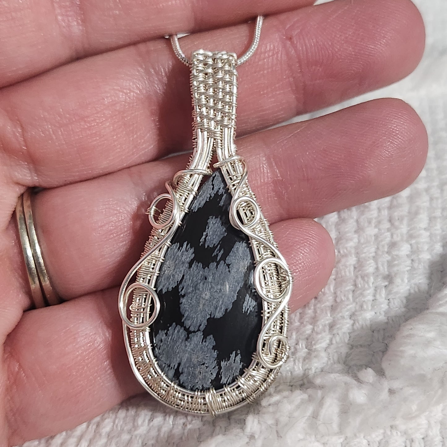 Snowflake Obsidian Pendant