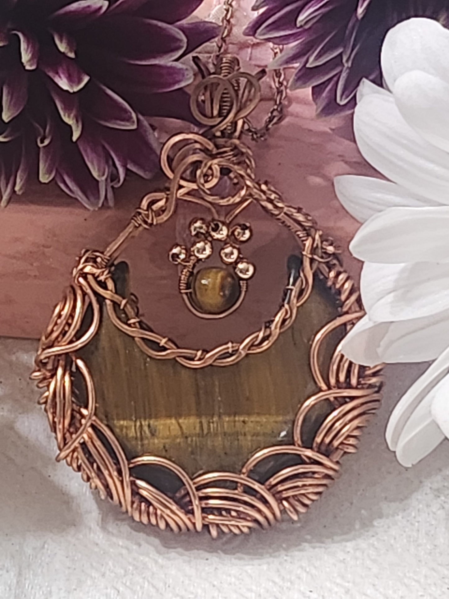 Large Tigers Eye Moon Pendant