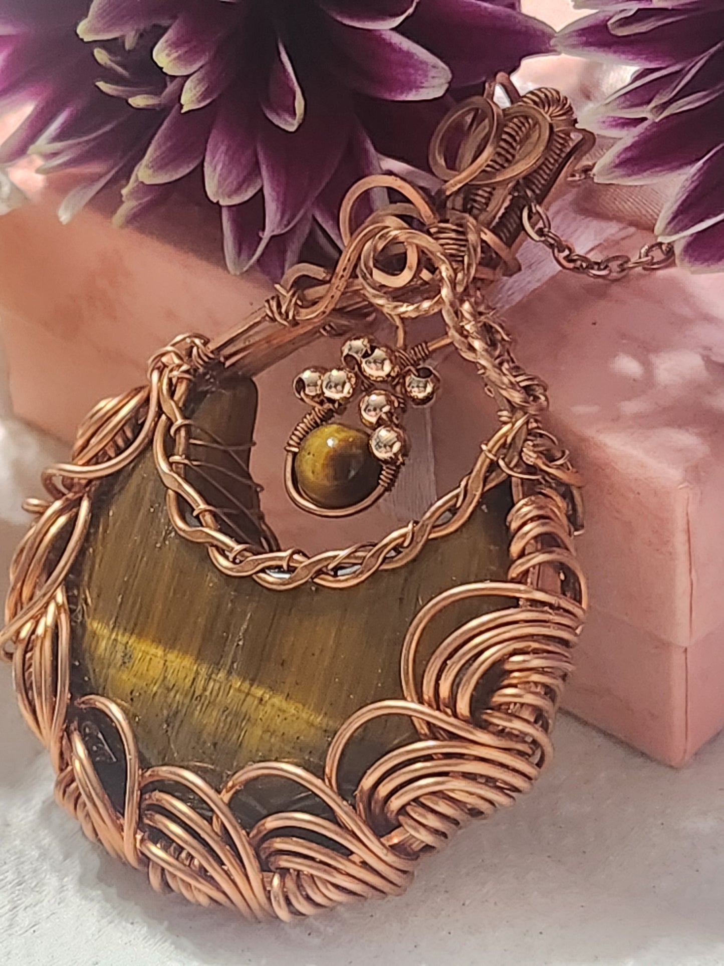 Large Tigers Eye Moon Pendant