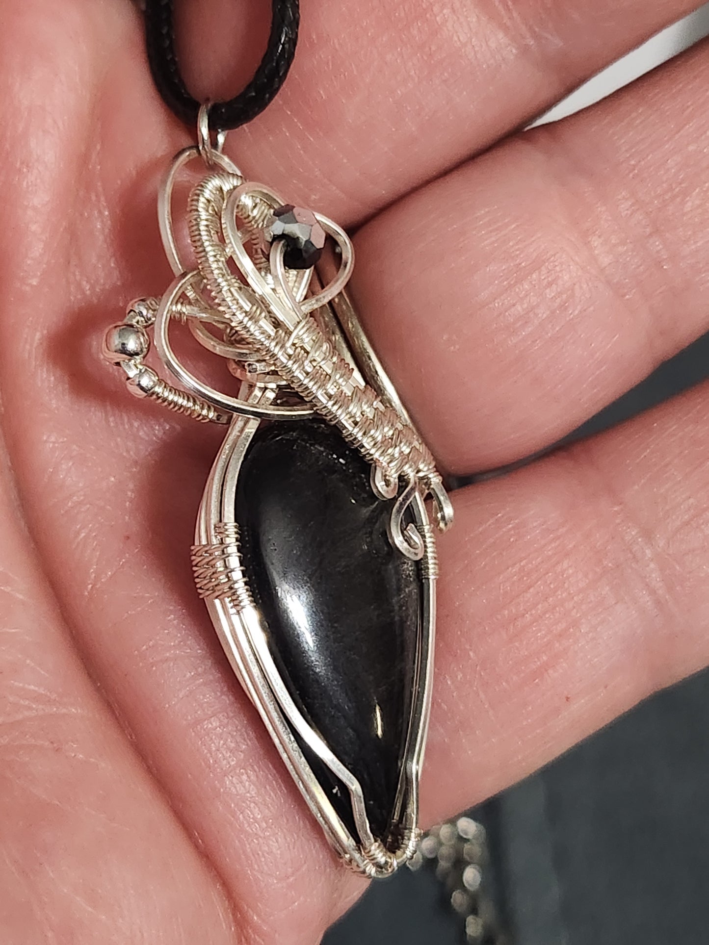 Silver Obsidian Pendant