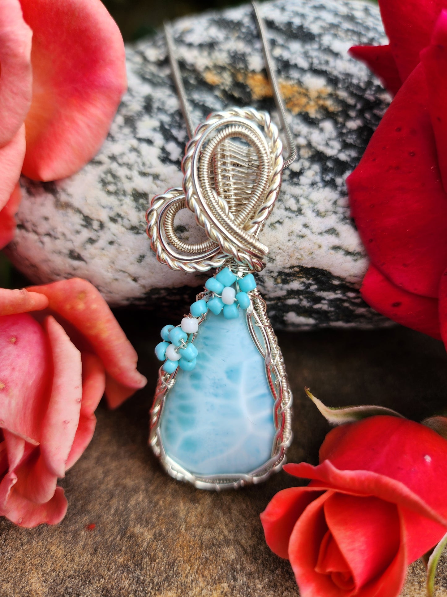 Larimar Flower Pendant