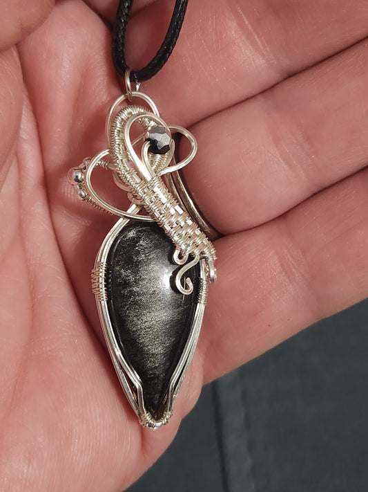 Silver Obsidian Pendant