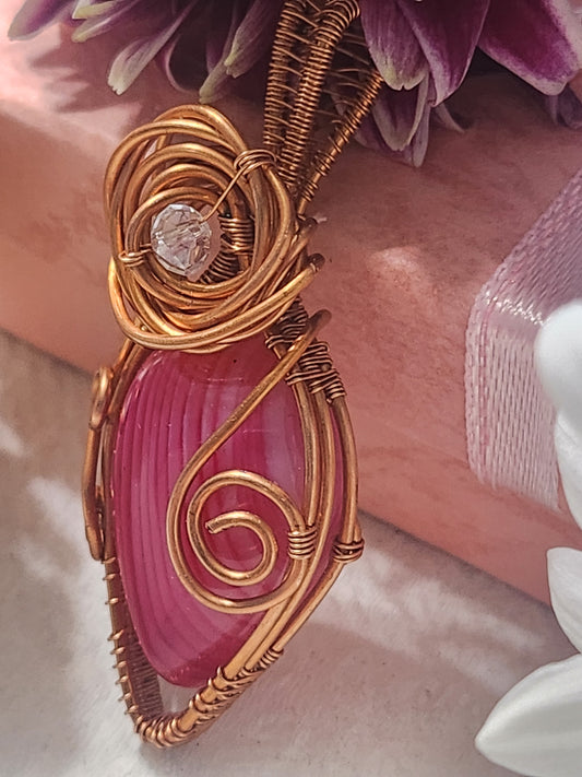 Fuchsia Agate Copper Pendant