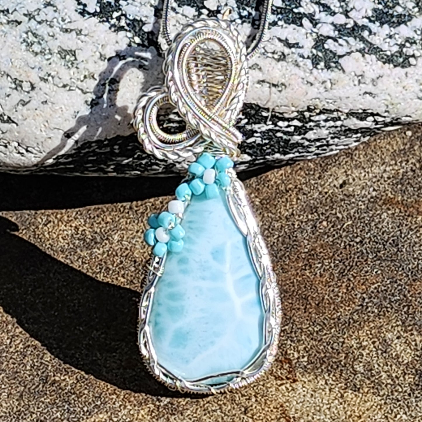 Larimar Flower Pendant