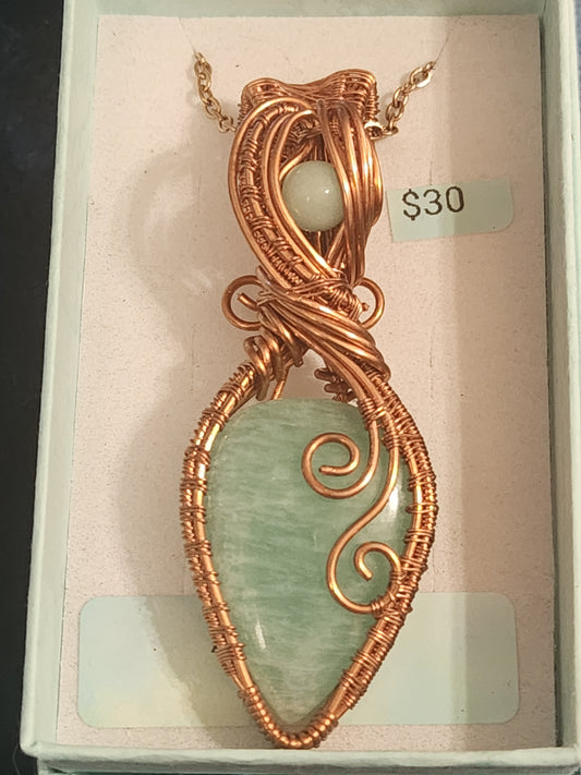 Amazonite Copper Pendant