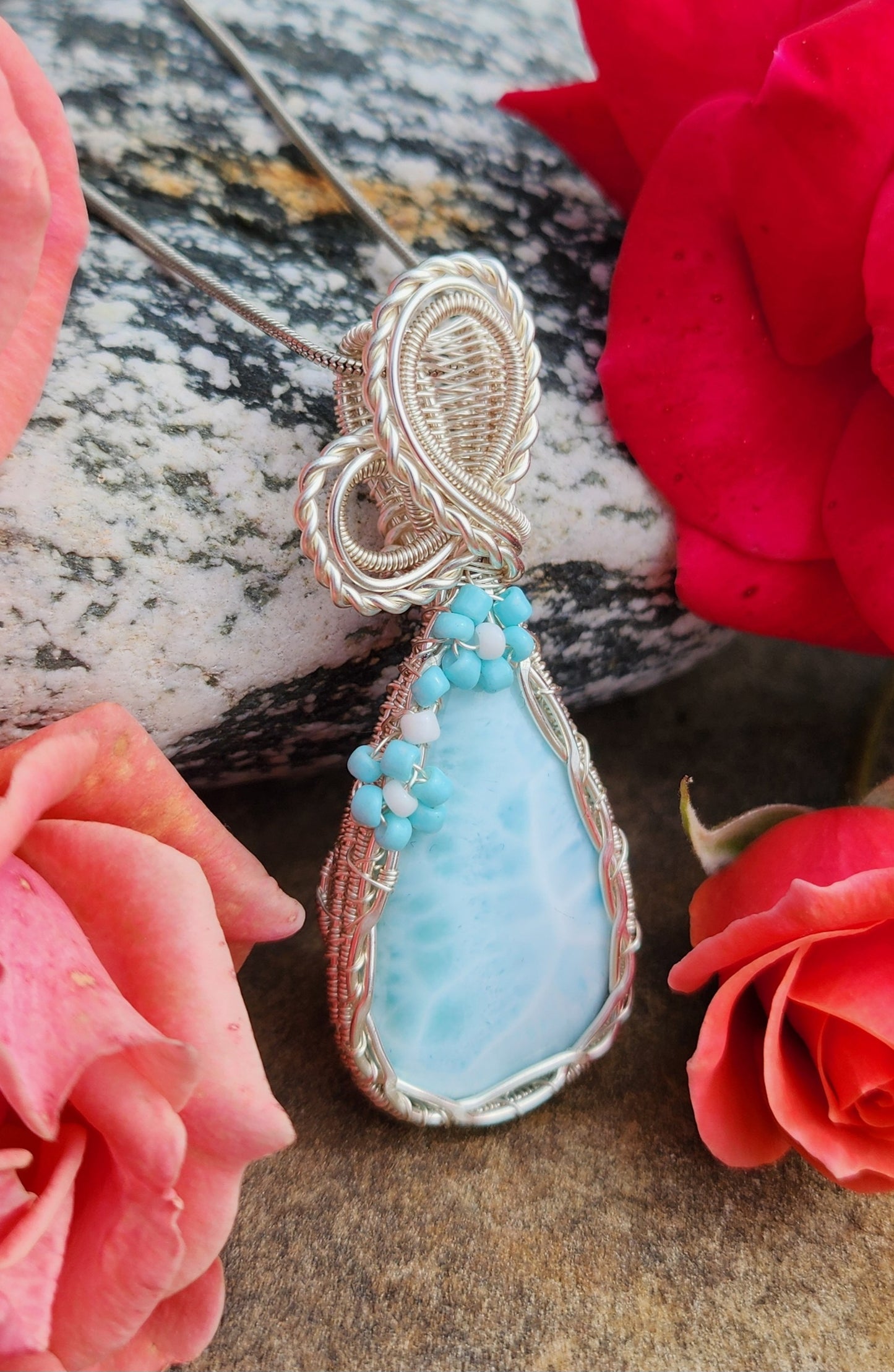 Larimar Flower Pendant