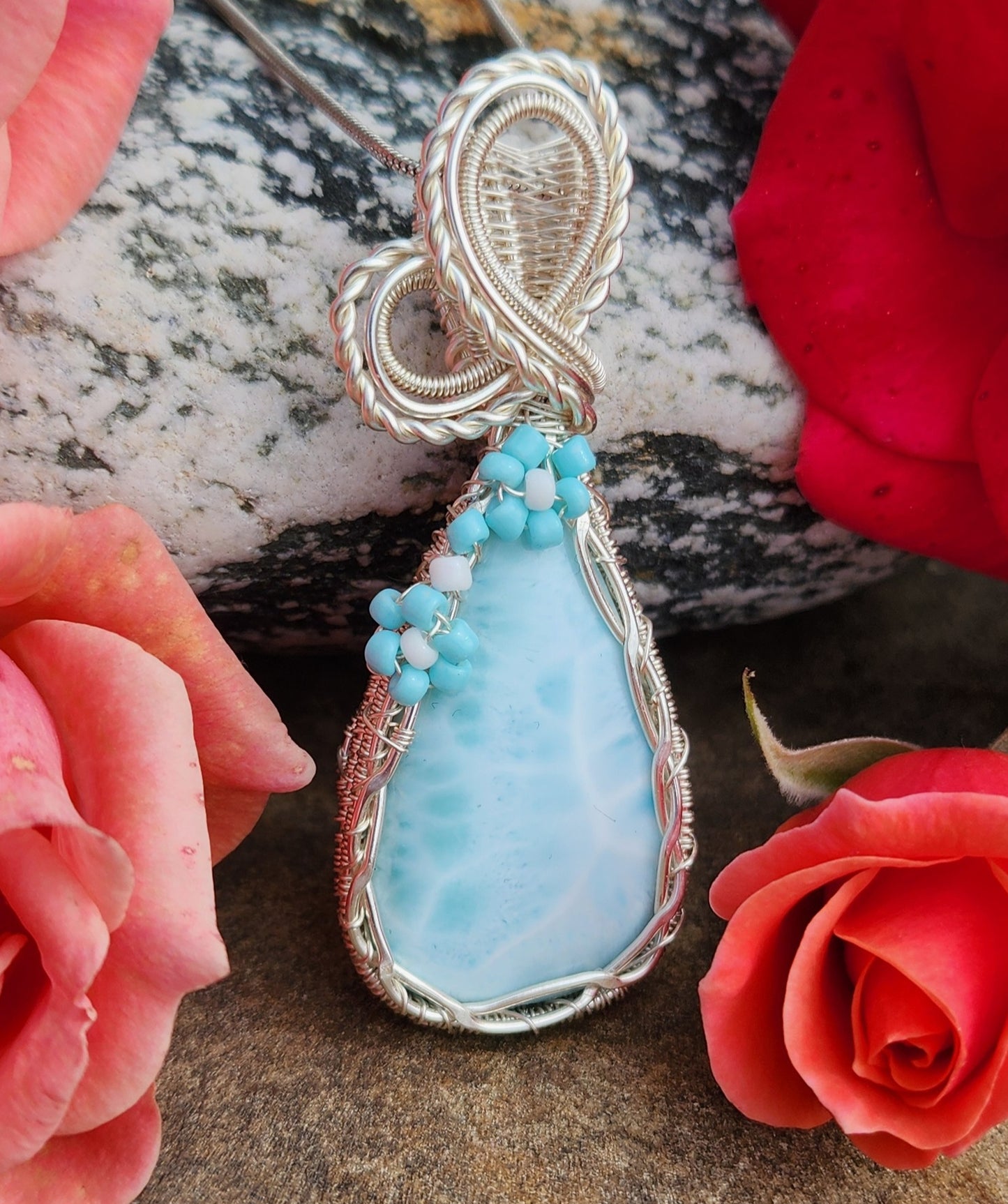 Larimar Flower Pendant