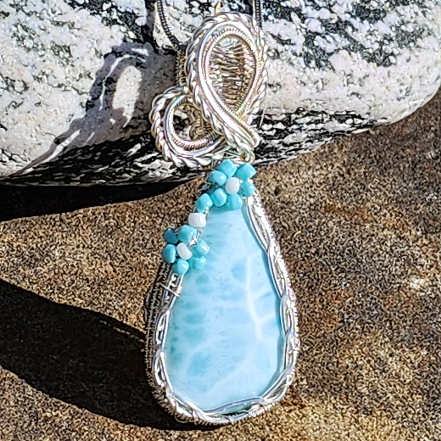 Larimar Flower Pendant