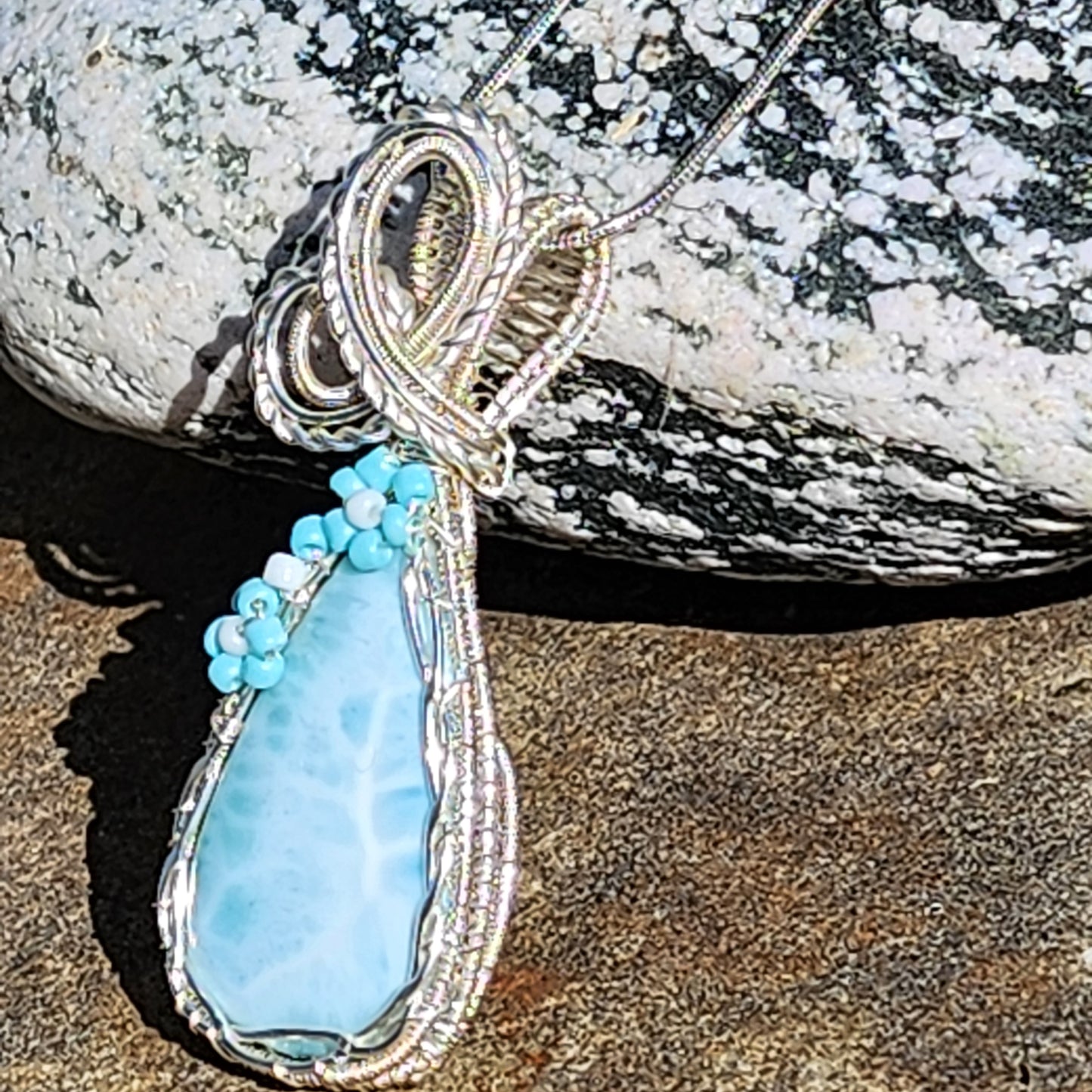 Larimar Flower Pendant