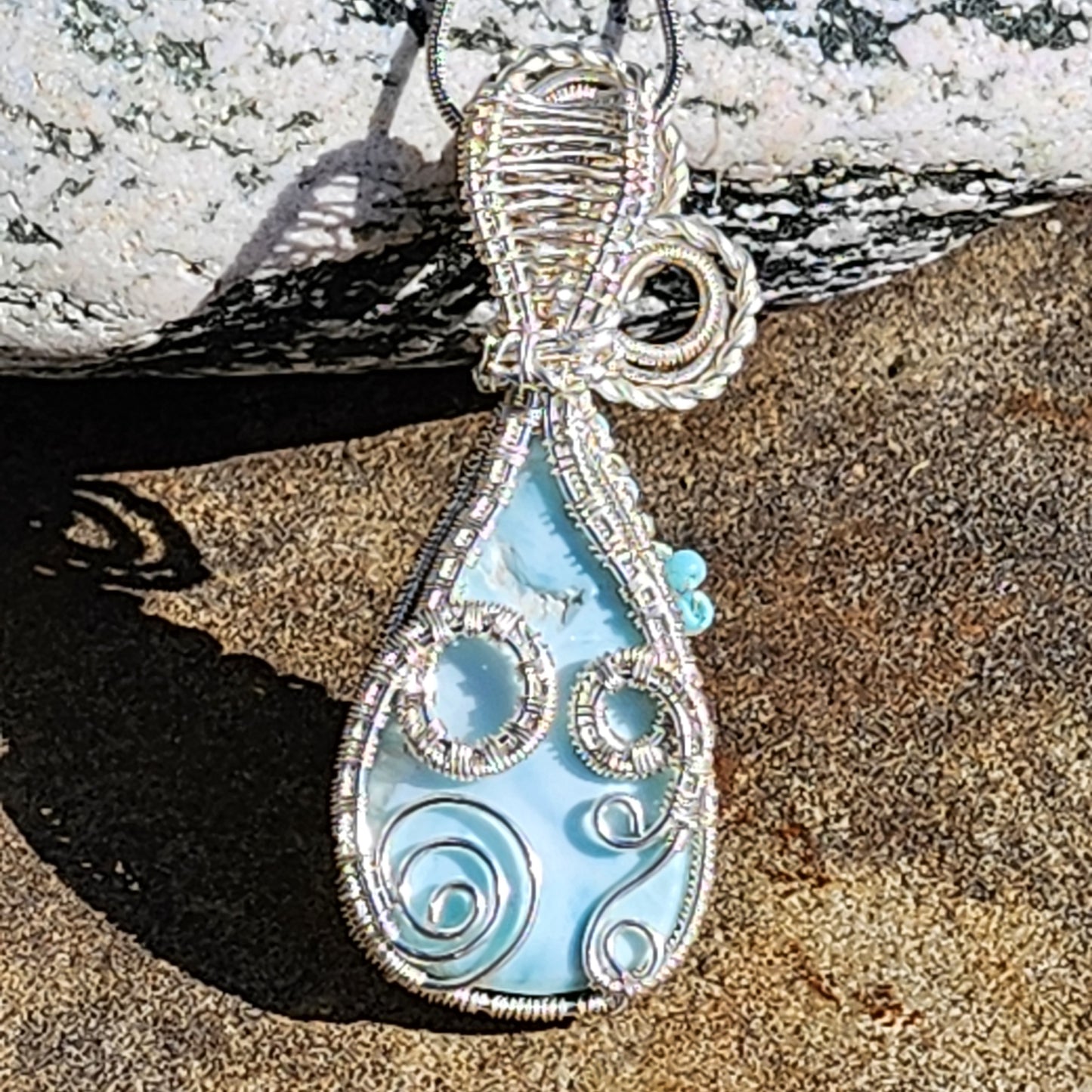 Larimar Flower Pendant