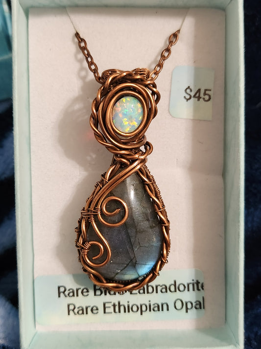 Rare Blue Labradorite/Ethiopian Opal Pendant